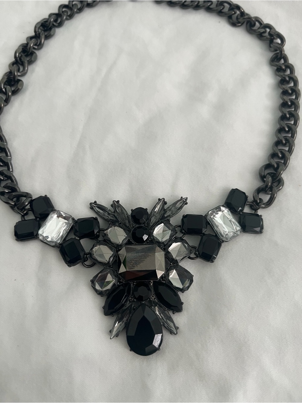 Statement Black and Clear Crystal Necklace - Women Jewelry